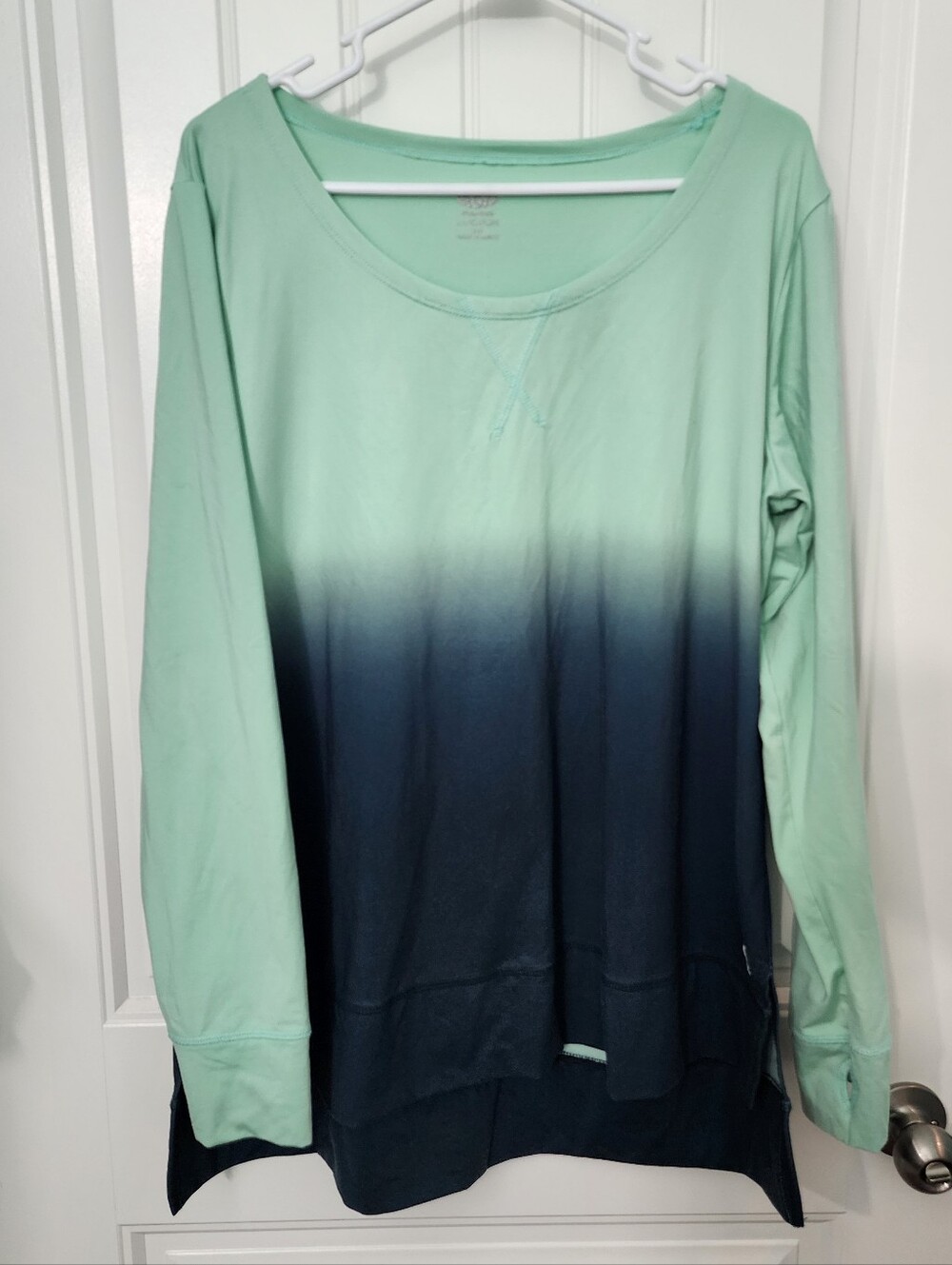 Maurices In Motion Mint to Navy Ombre Long Sleeve Tunic, Size XXL